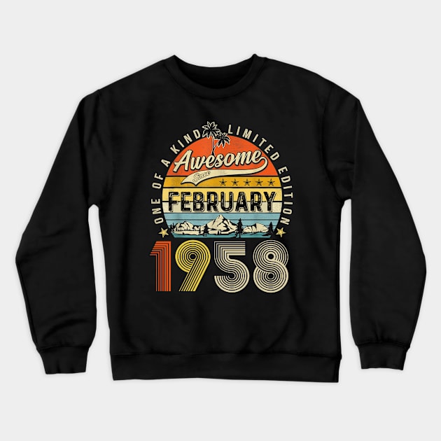 Awesome Since February 1958 Vintage 65th Birthday Crewneck Sweatshirt by nakaahikithuy